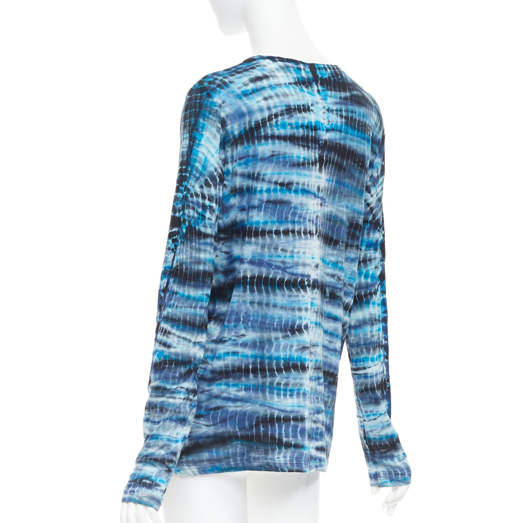 PROENZA SCHOULER Signature blue tie dye cotton long sleeve crew top M