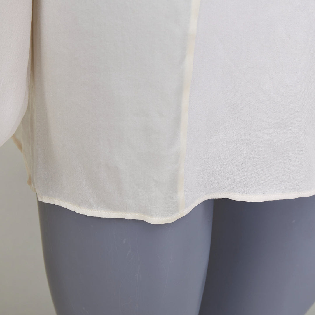 EMILIO PUCCI 100% silk ivory lace trim puff sleeves boho peasant blouse IT40 S