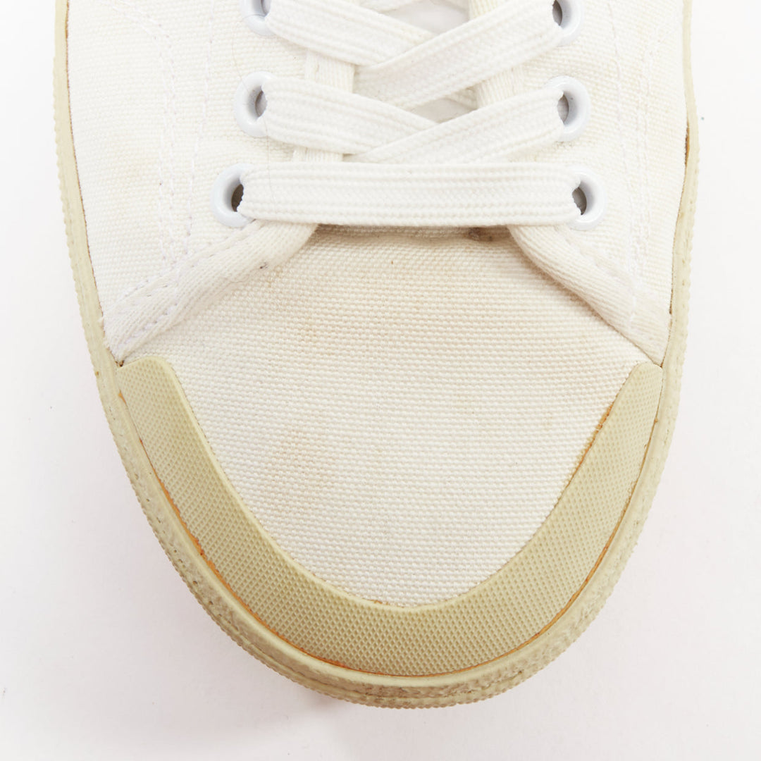 SAINT LAURENT SL/06 cream Yeah Baby embroidered canvas court sneakers EU40.5