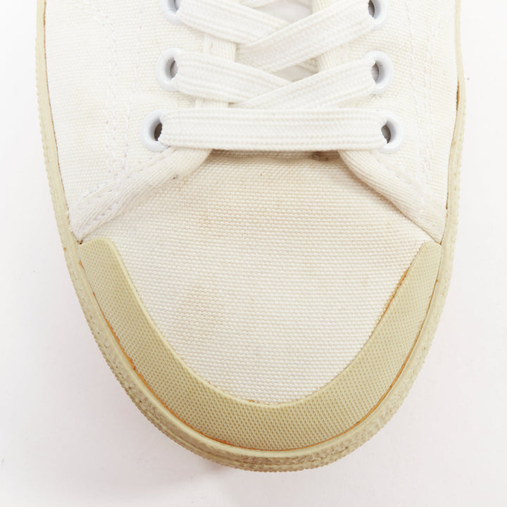 SAINT LAURENT SL/06 cream Yeah Baby embroidered canvas court sneakers EU40.5