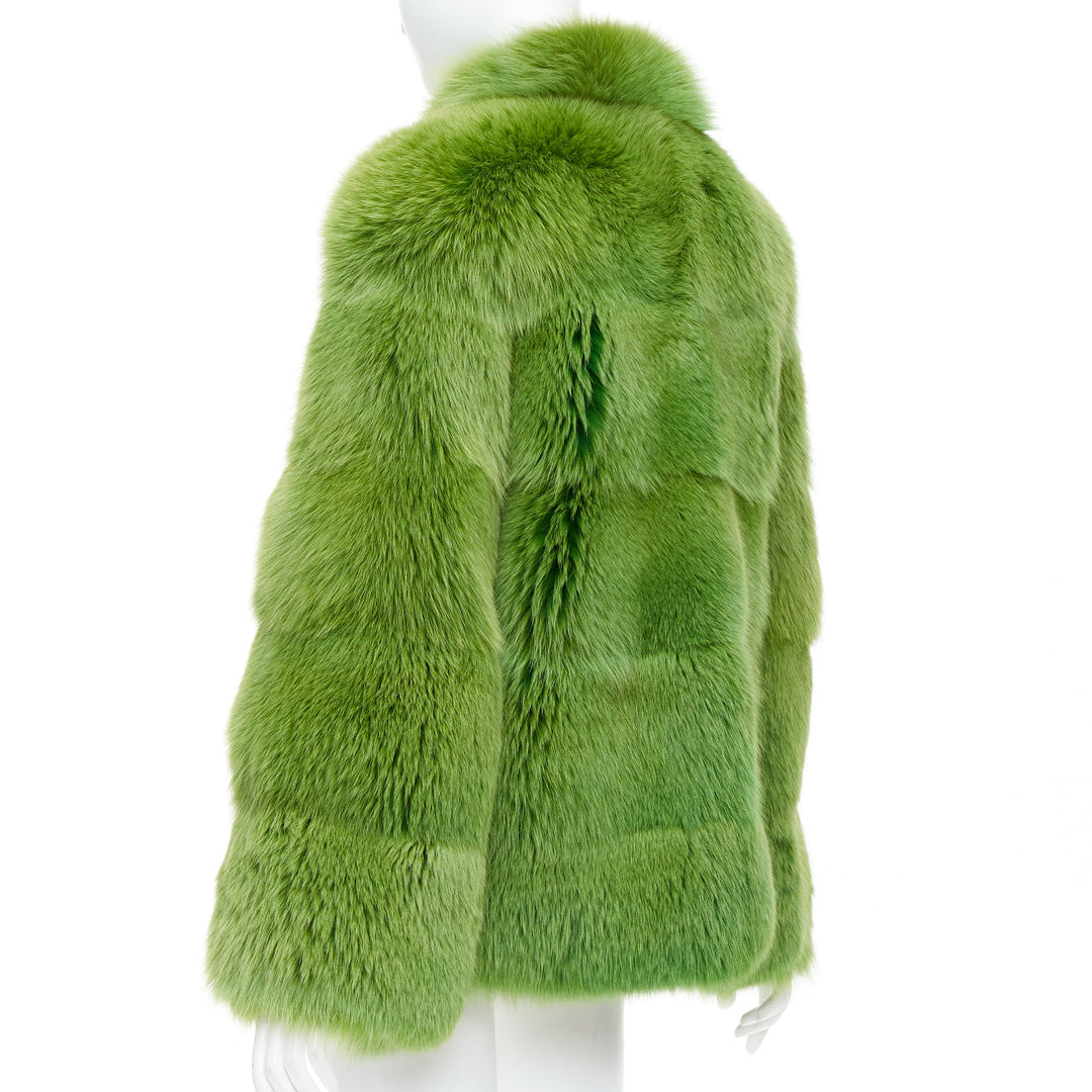 rare EMILIO PUCCI green dyed mink fur stand collar jacket coat IT40 S