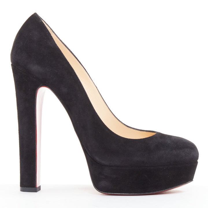 CHRISTIAN LOUBOUTIN Bibi 140 Veau Velours black suede platform pumps EU37.5