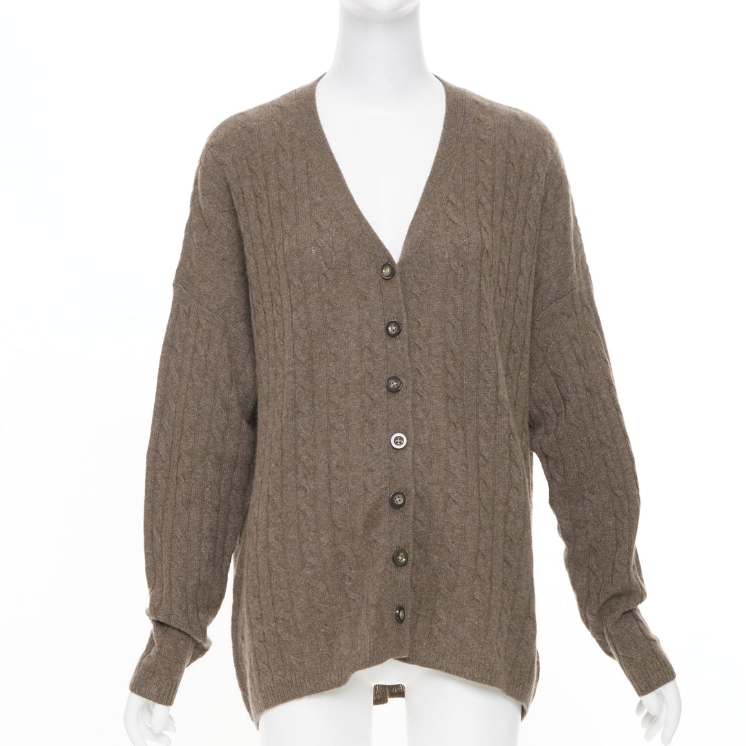 REFORMATION Giusta brown recycled cashmere blend cable knit cardigan sweater XS