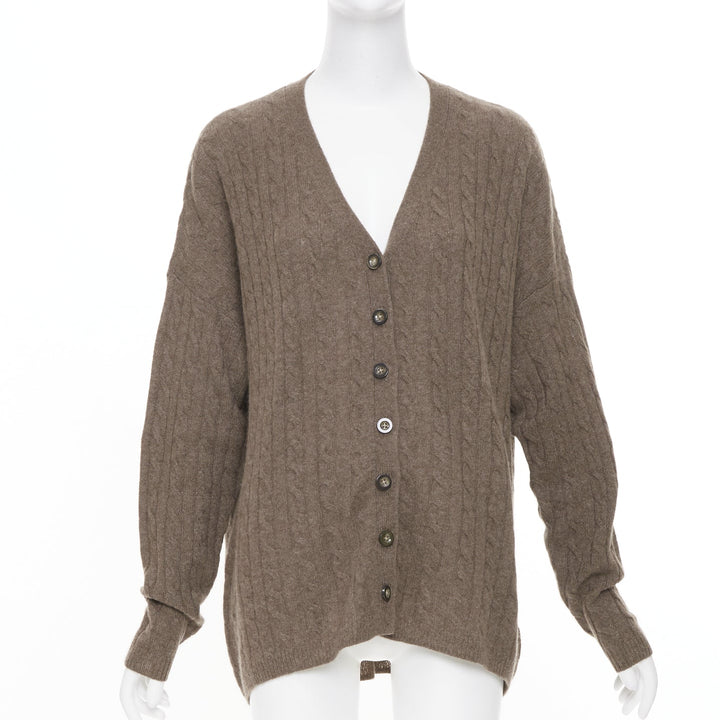 REFORMATION Giusta brown recycled cashmere blend cable knit cardigan sweater XS