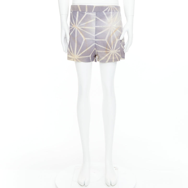 MARNI light purple cream abstract print elastic shorts IT46 S