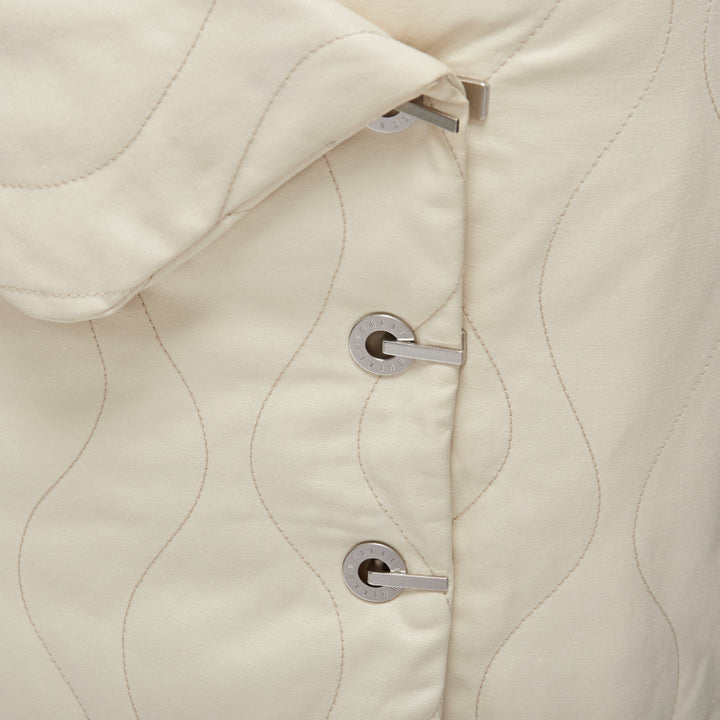 DION LEE cream cotton blend swirl quilted foldover waist mini skirt UK6 XS