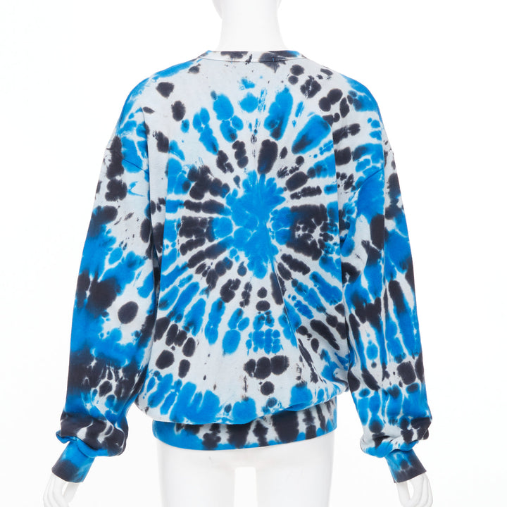 RODARTE Radarte rhinestone necklace blue black tie dye cotton sweatshirt S