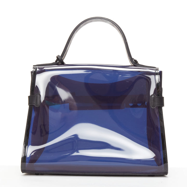DELVAUX PVC Tempete Dark Night Bleu De Prusse navy flap satchel bag