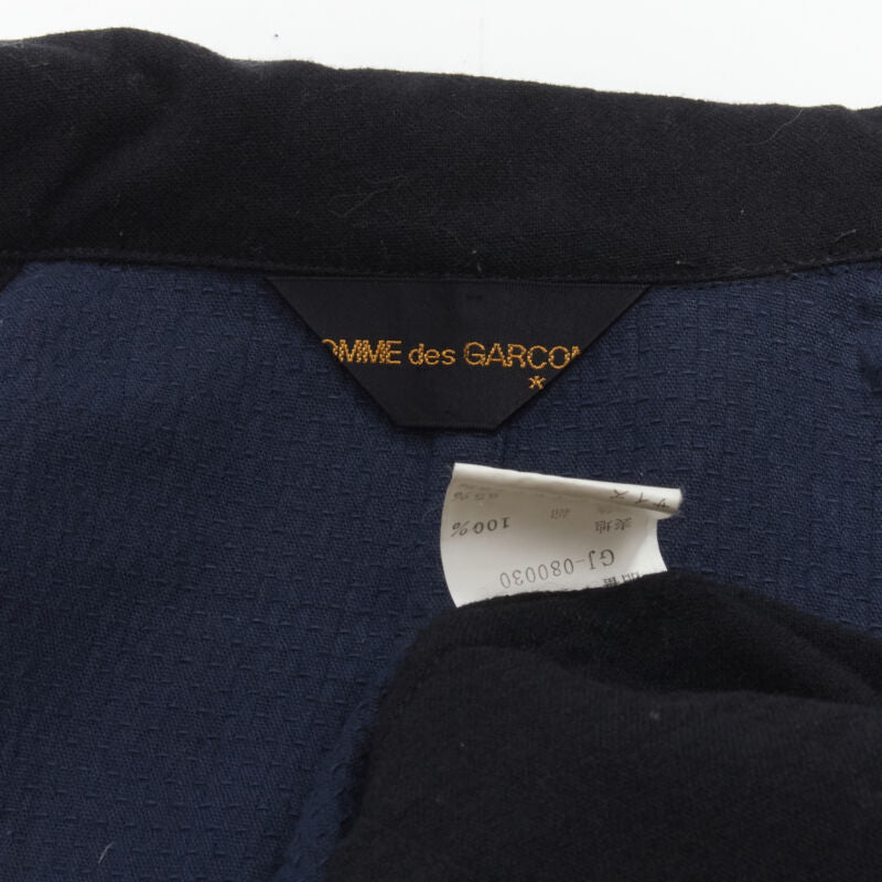 COMME DES GARCONS 1980's Vintage deconstructed black navy drape front blazer M