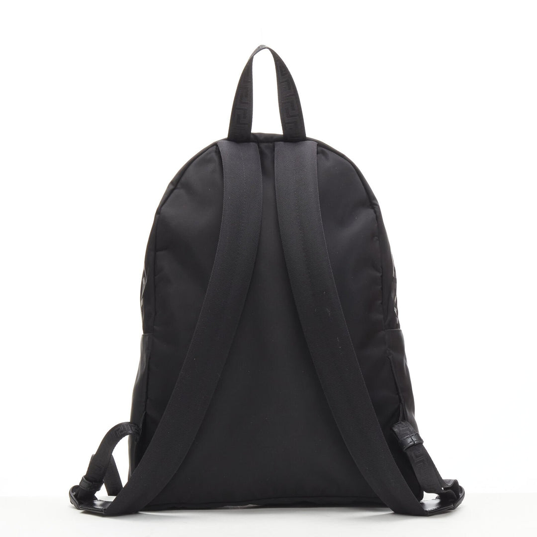 VERSACE La Greca 90's logo black nylon backpack bag