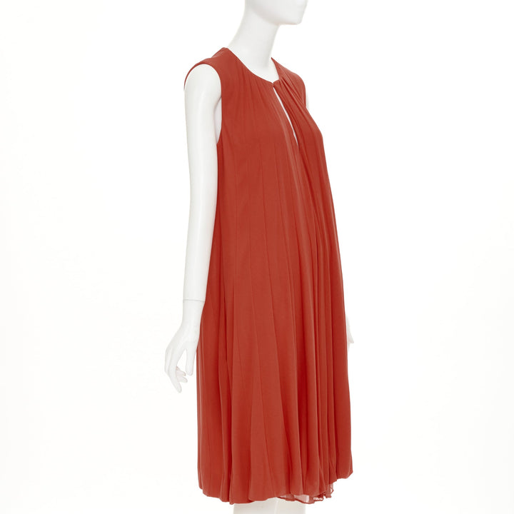 GUCCI 2007 red viscose blend keyhole pleated draped dress IT42 M