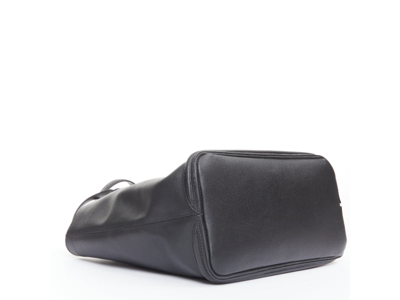 ALEXANDER MCQUEEN black calfskin leather silver skull lock tote bag