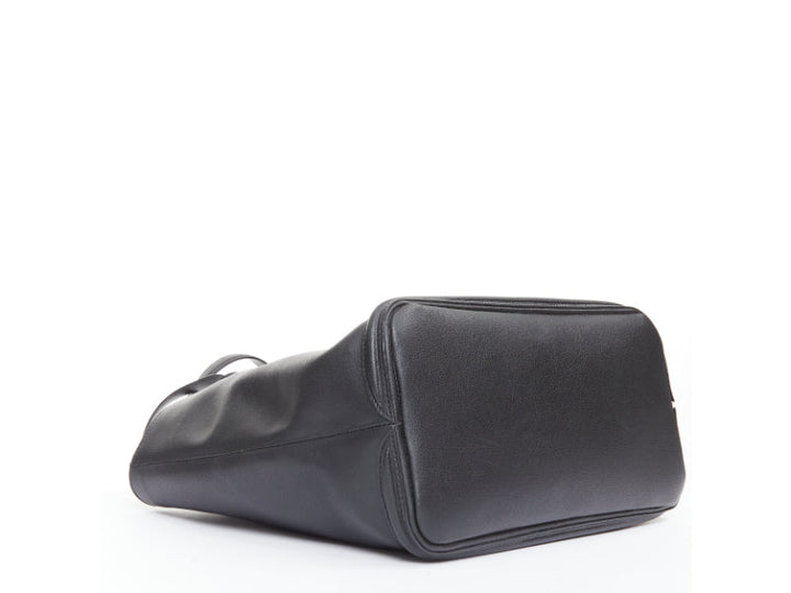 ALEXANDER MCQUEEN black calfskin leather silver skull lock tote bag