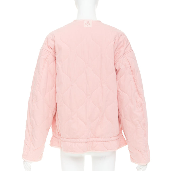 ISABEL MARANT Etoile Gretel light pink recycled cotton peplum padded coat FR36 S
