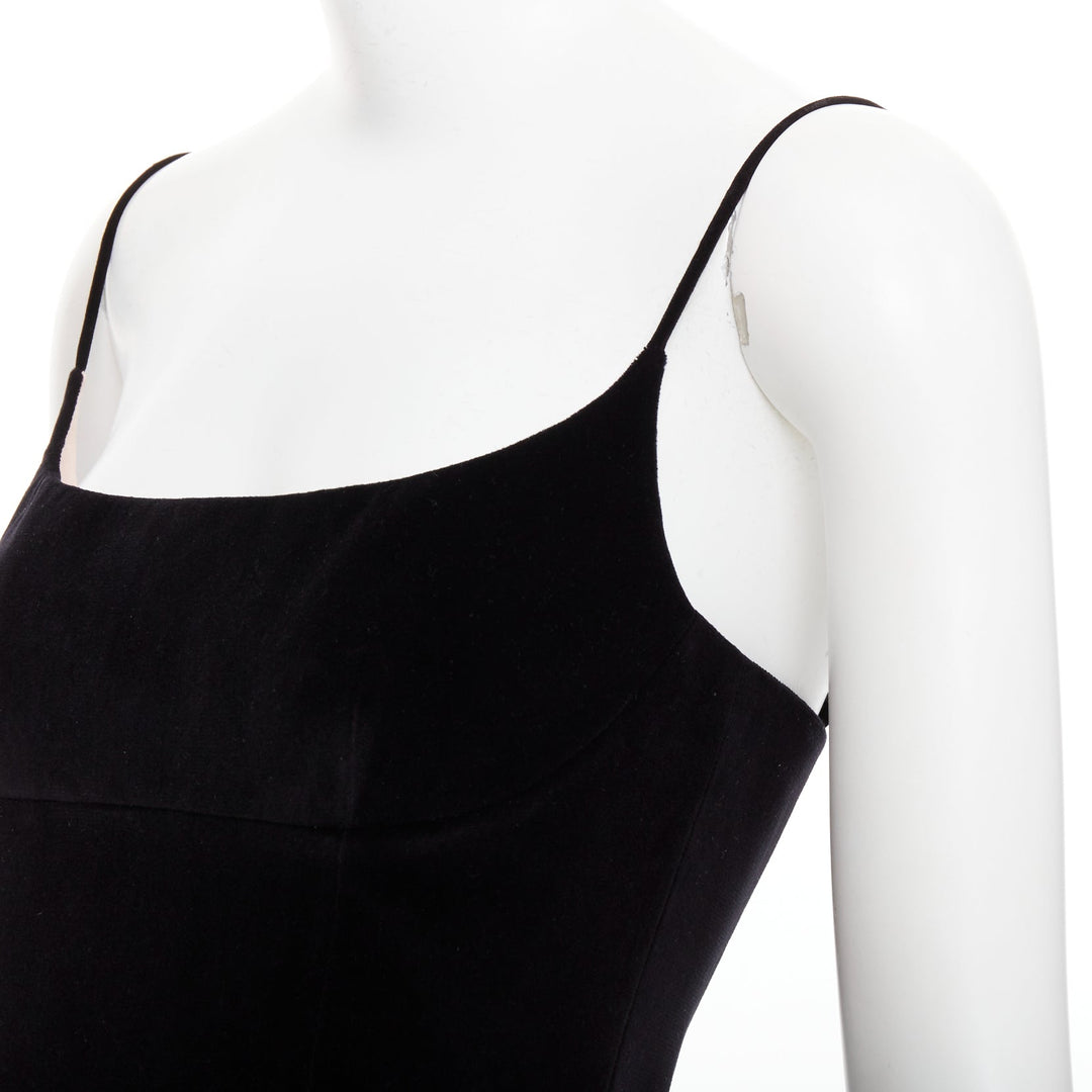 ALEXANDER WANG black cotton velvet corseted fit flared party dress US0 XS