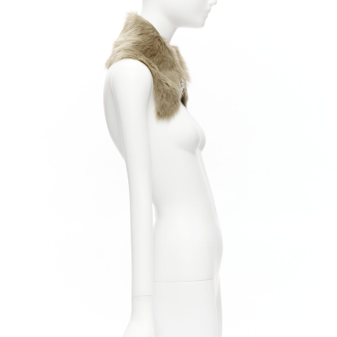 Female mannequin wearing Simone Rocha Brown Fur Women Scarf in Size  | Available at JHROP