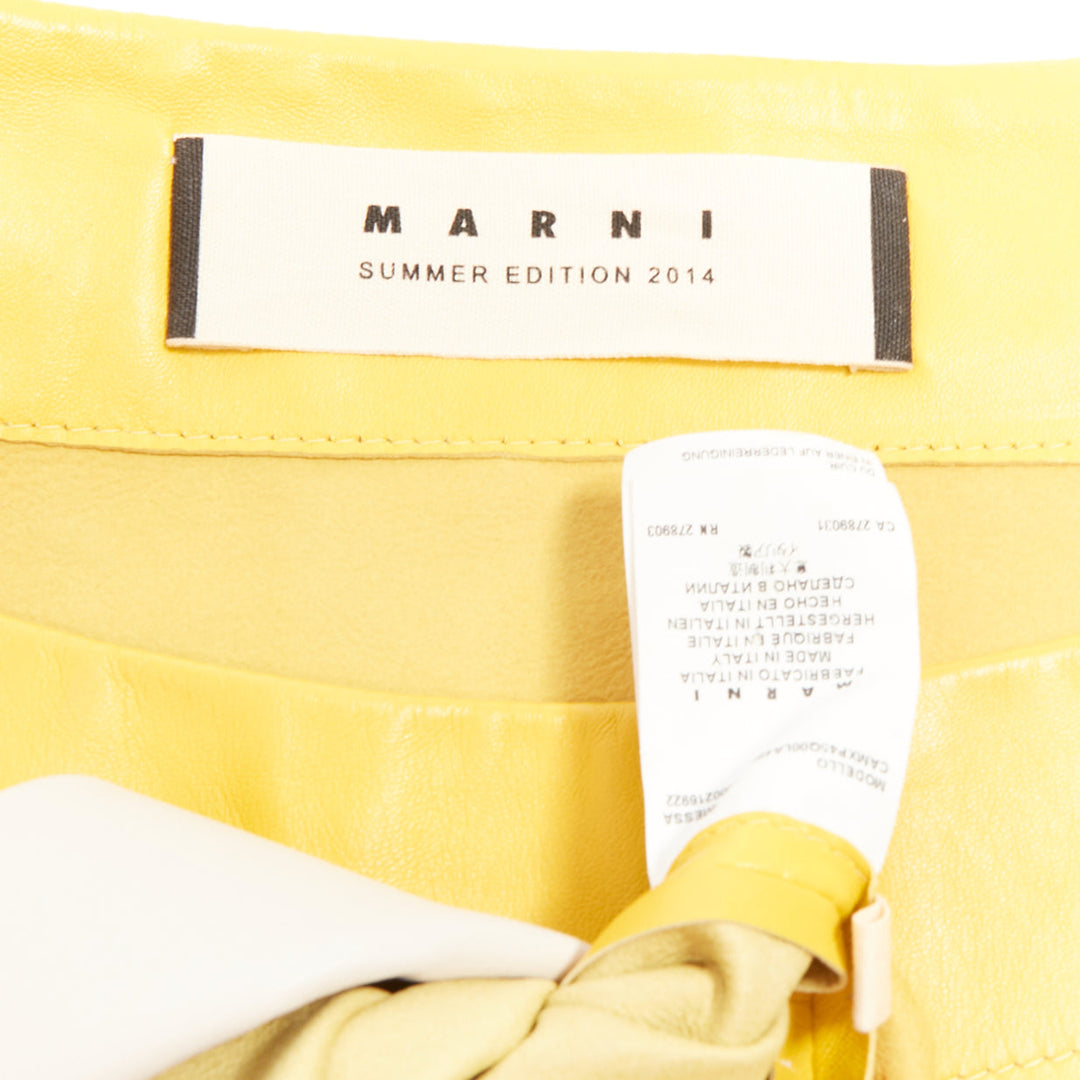 MARNI 2014 yellow off-white lambskin leather colorblock boat neck top IT38 XS
