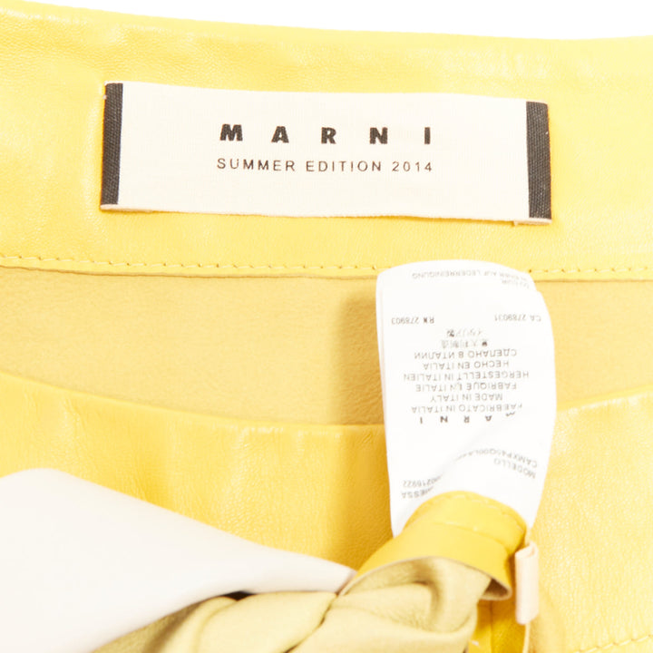 MARNI 2014 yellow off-white lambskin leather colorblock boat neck top IT38 XS