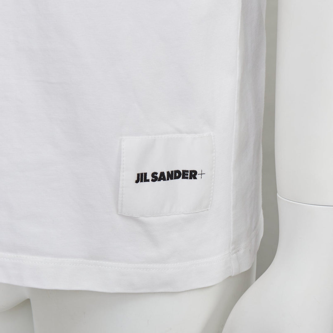 JIL SANDER Set of 3 white cotton black logo patch crew neck tshirt S