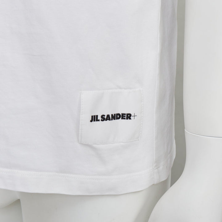 JIL SANDER Set of 3 white cotton black logo patch crew neck tshirt S