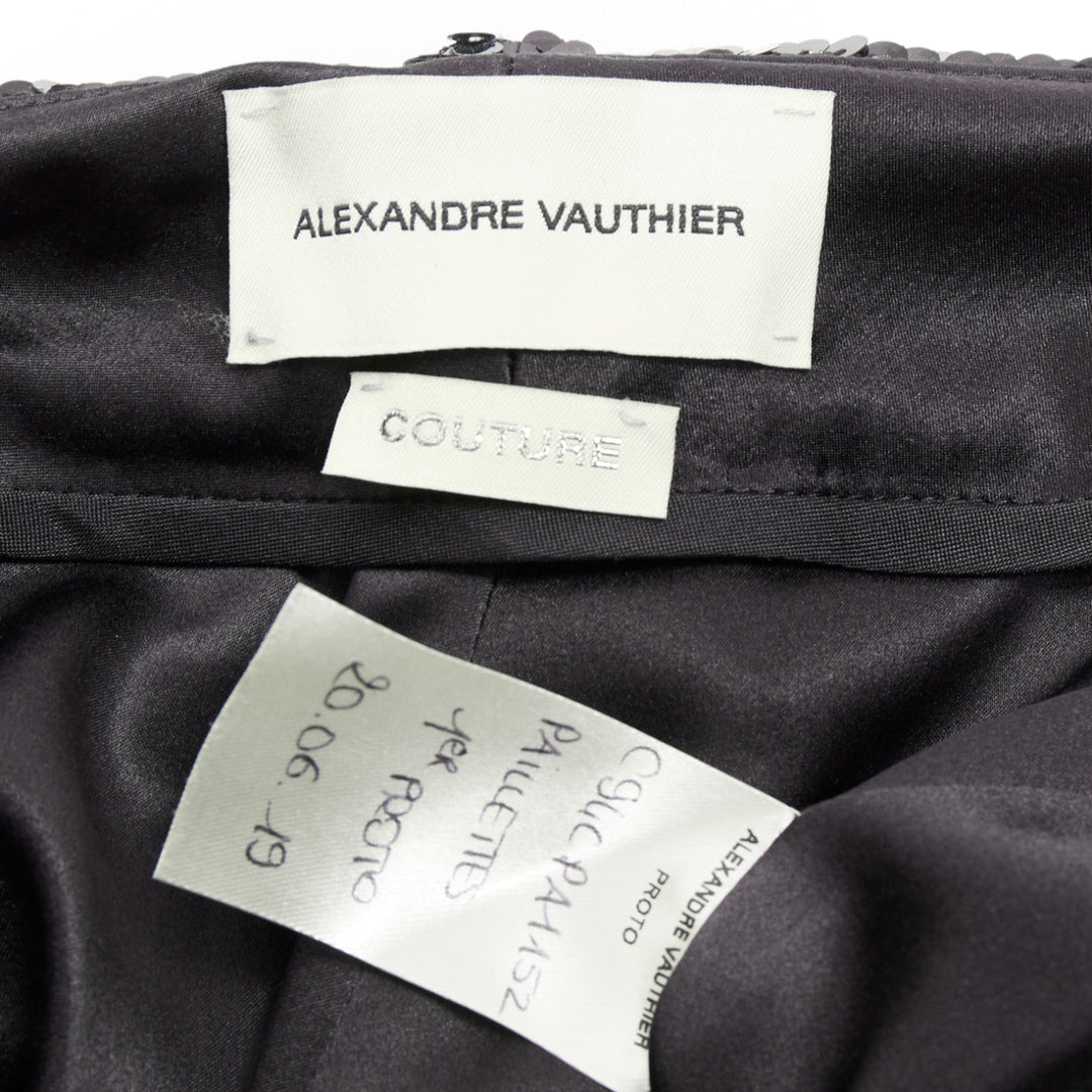 ALEXANDRE VAUTHIER COUTURE black sequinned draped front pocketed bubble shorts
