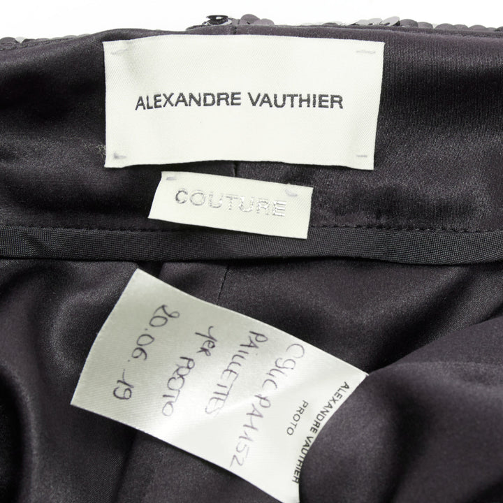 ALEXANDRE VAUTHIER COUTURE black sequinned draped front pocketed bubble shorts