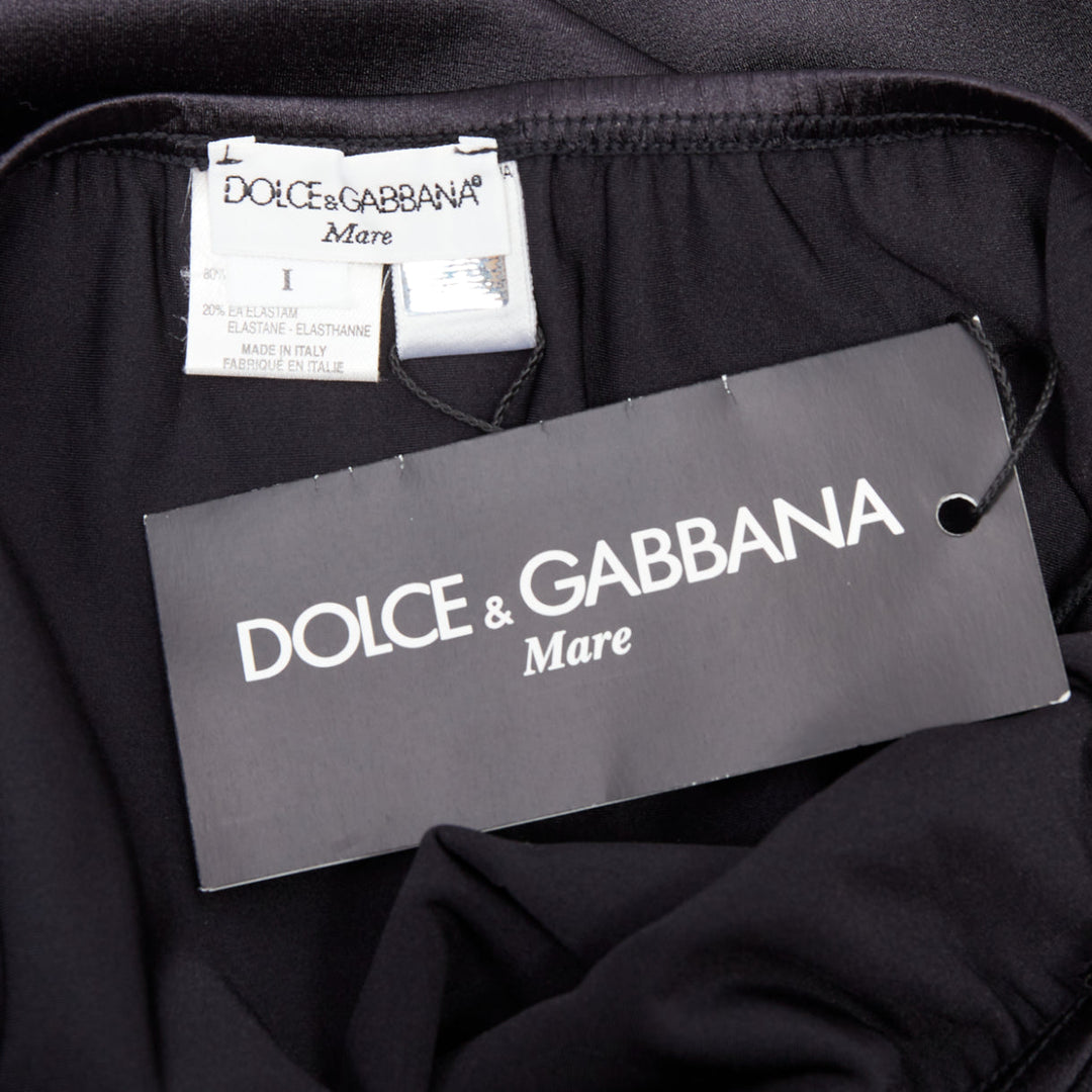 DOLCE GABBANA MARE Vintage black clear DG resin logo skirt IT40 S