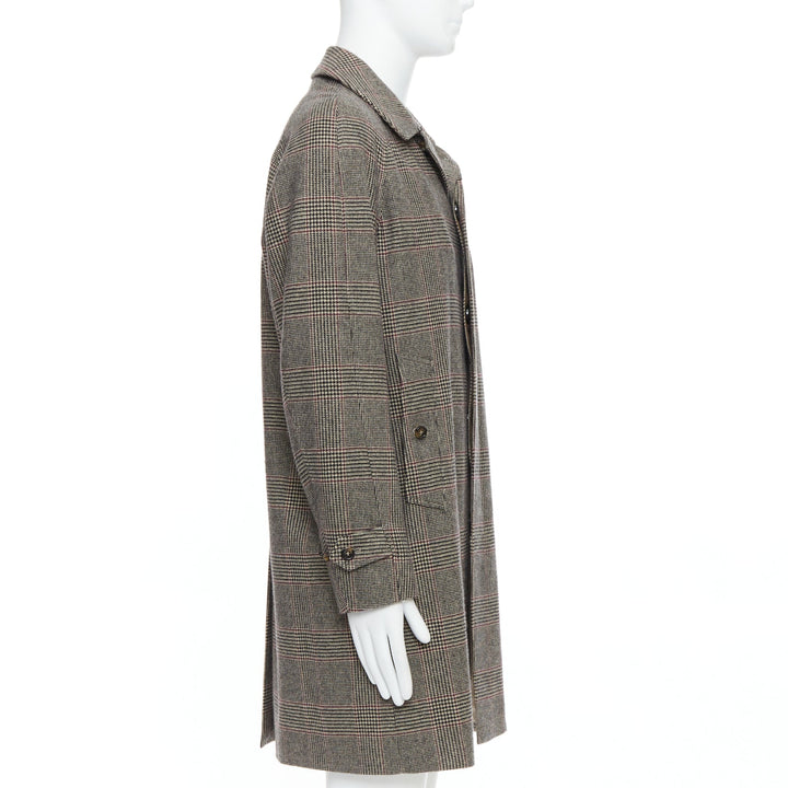 LORO PIANA Cashmere Green Storm System beige herringbone long coat M