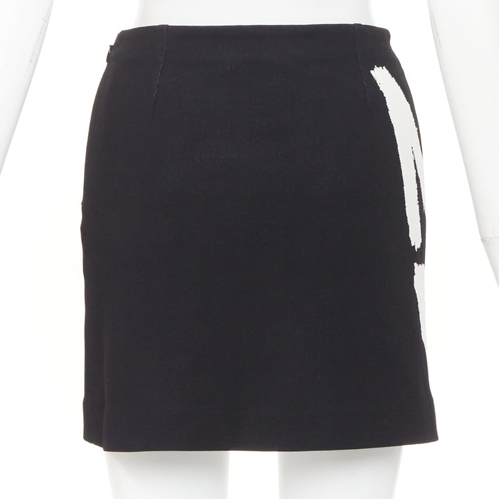 DIOR 2024 Miss Dior fuchsia white black graffiti paint logo mini skirt FR34 XS