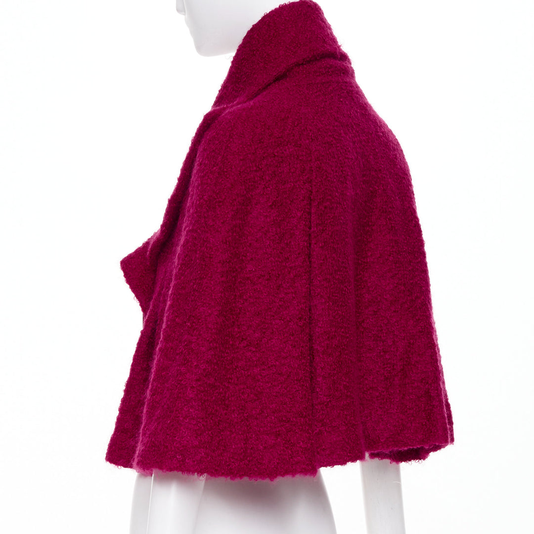 JOHN GALLIANO Vintage pink mohair blend shearling pyramid button cape jacket M