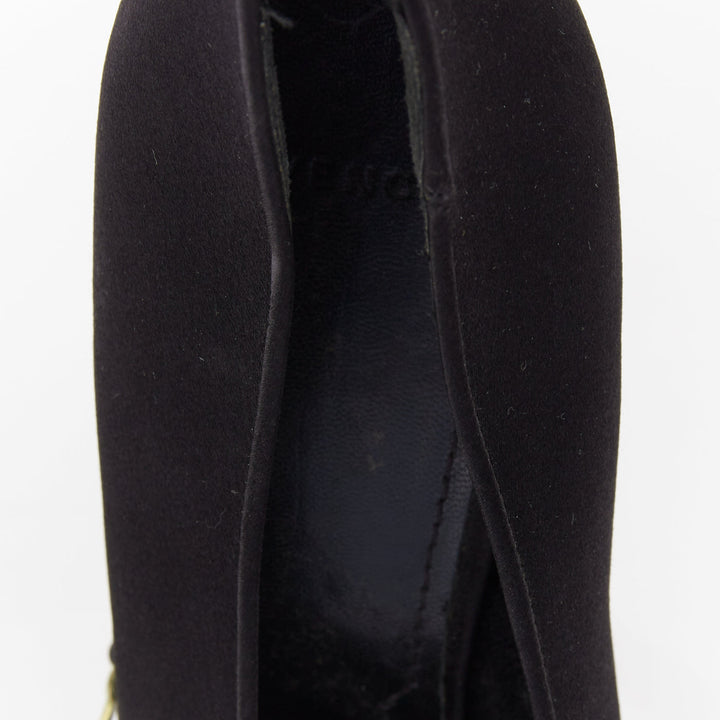 GIVENCHY 2012 Pamela black satin gold bar metal toe stiletto pumps EU40