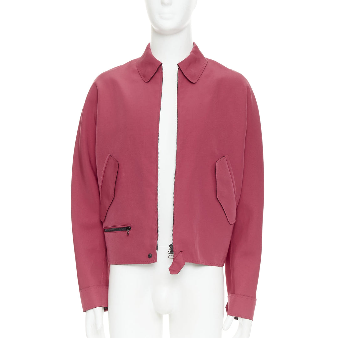 LANVIN red triacetate flap pocketed biker style bomber jacket FR46 S