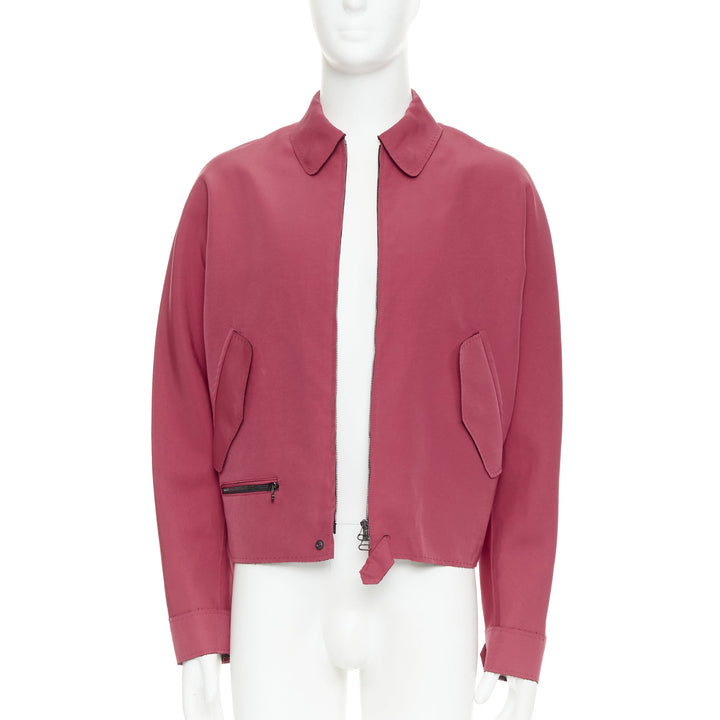 LANVIN red triacetate flap pocketed biker style bomber jacket FR46 S
