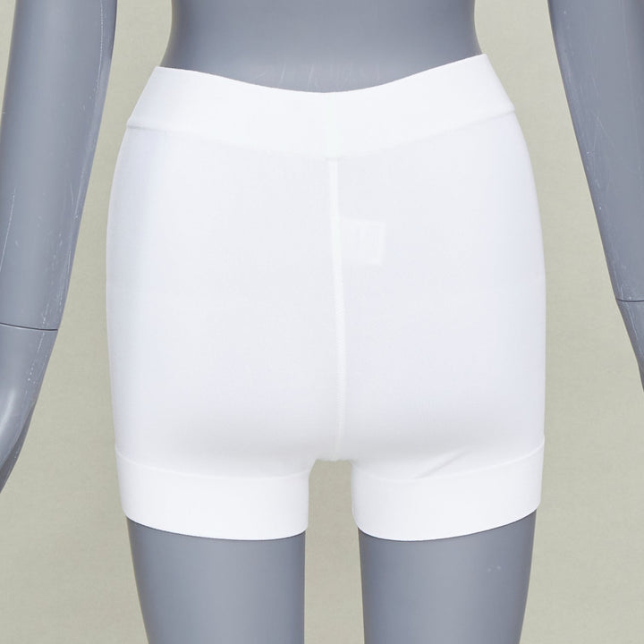 ALAIA cream viscose blend high waist ribbed knitted boyish jogger shorts FR36 S