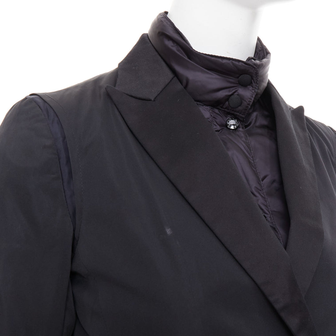 MONCLER G32-003 black layered down filled puffer tuxedo blazer top