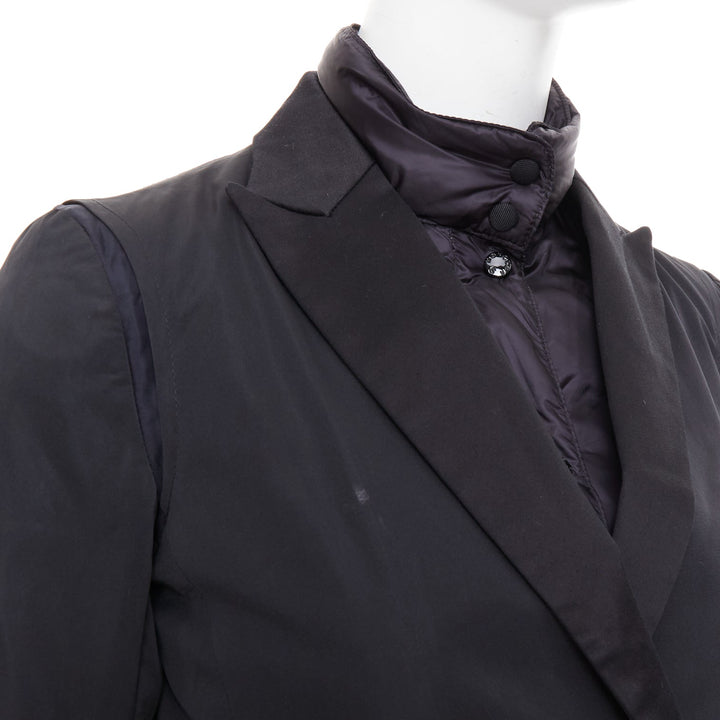 MONCLER G32-003 black layered down filled puffer tuxedo blazer top