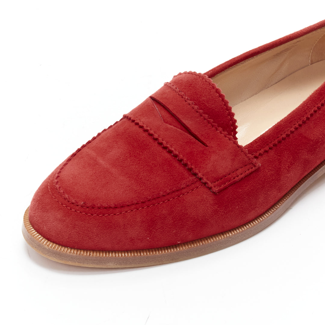 MANOLO BLAHNIK red suede leather classic penny loafer EU37