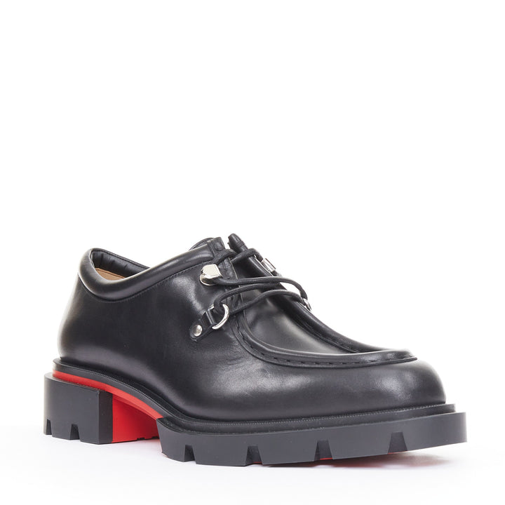 CHRISTIAN LOUBOUTIN Our Pabelito black smooth calf leather lug derby EU43 US10