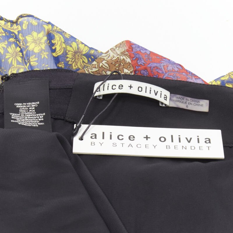 ALICE OLIVIA Jasmine Stripe multi paisley pleated long skirt US6 M