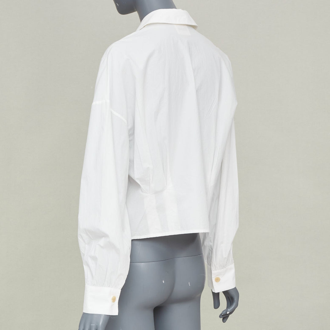 KHAITE 2022 Arwin Pleated Cotton Poplin ivory white snatched waist top S