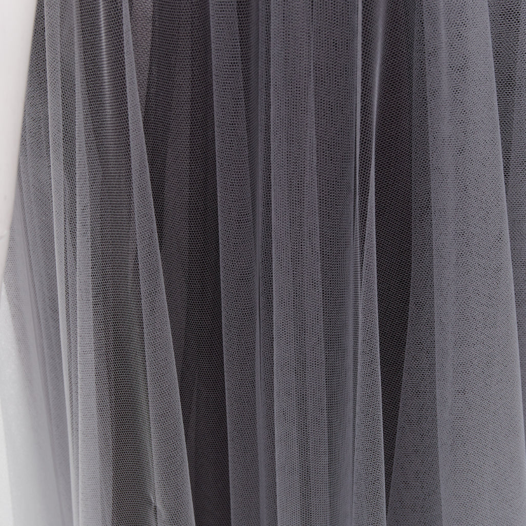 rare CHRISTIAN DIOR 2024 Runway grey butterfly bead embroidered tulle maxi gown