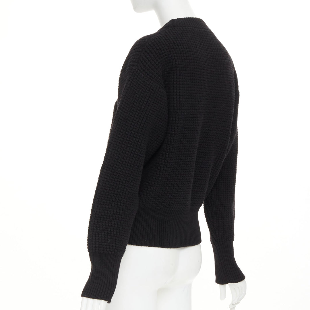 LOUIS VUITTON 2023 LV Street Sign leather wool cashmere waffle knit sweater XS