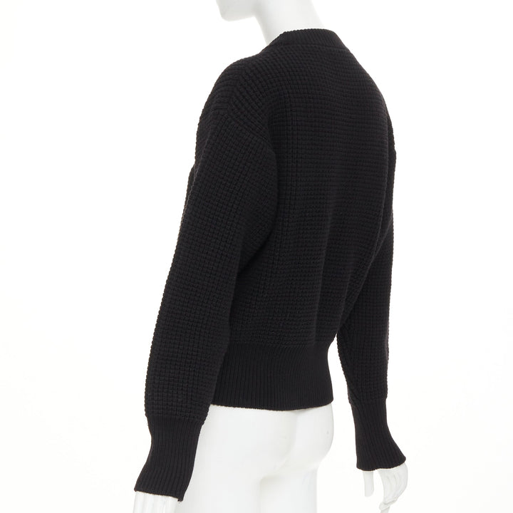 LOUIS VUITTON 2023 LV Street Sign leather wool cashmere waffle knit sweater XS