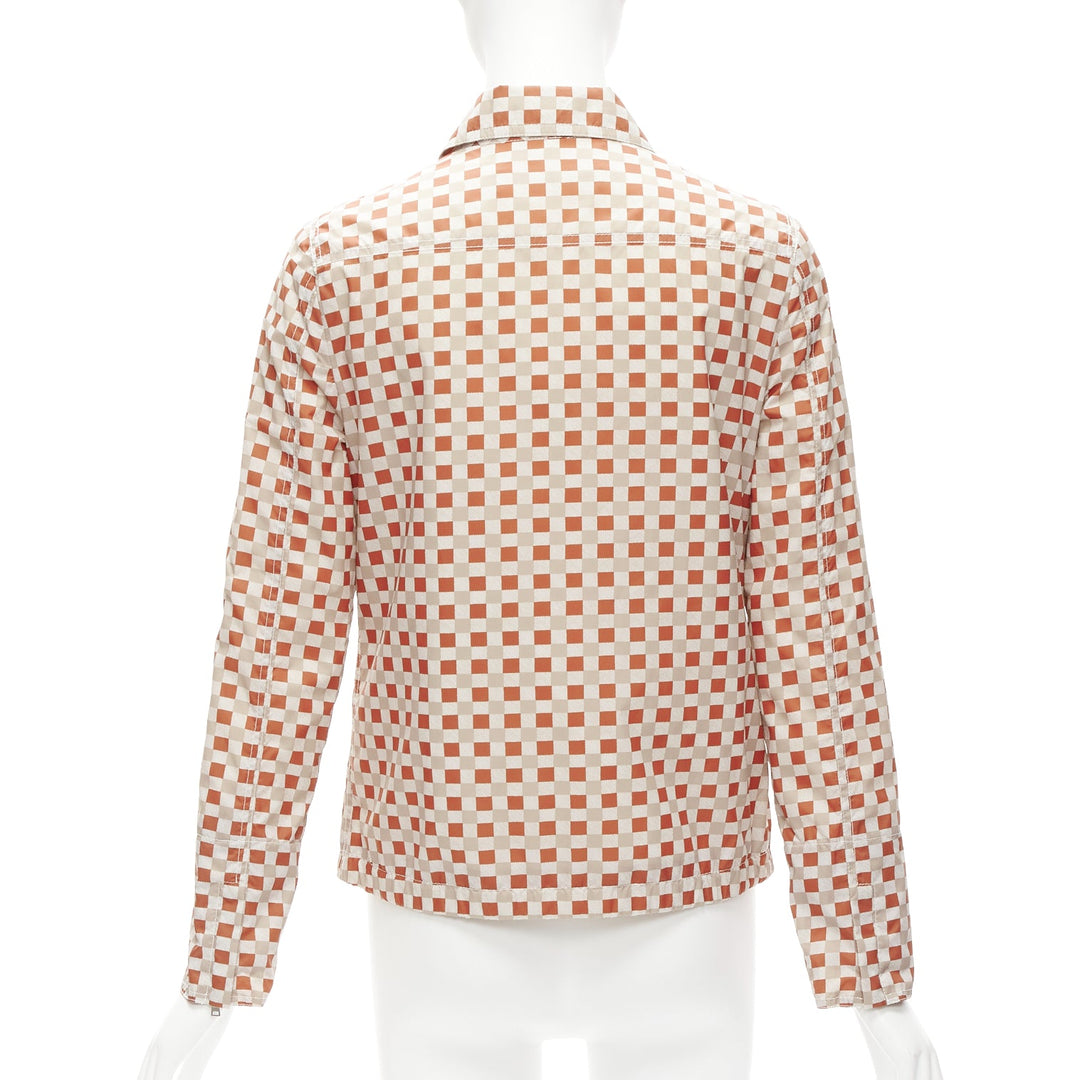 MARNI red beige checkerboard collared zip shell jacket IT38 XS