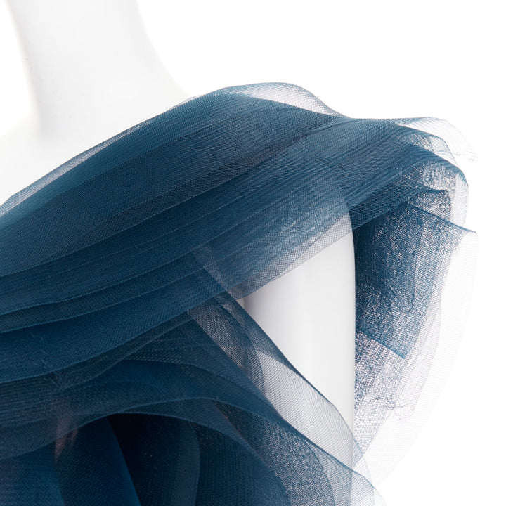 rare ALEXANDRE VAUTHIER COUTURE SS2014 Runway teal blue tulle ruffle mini