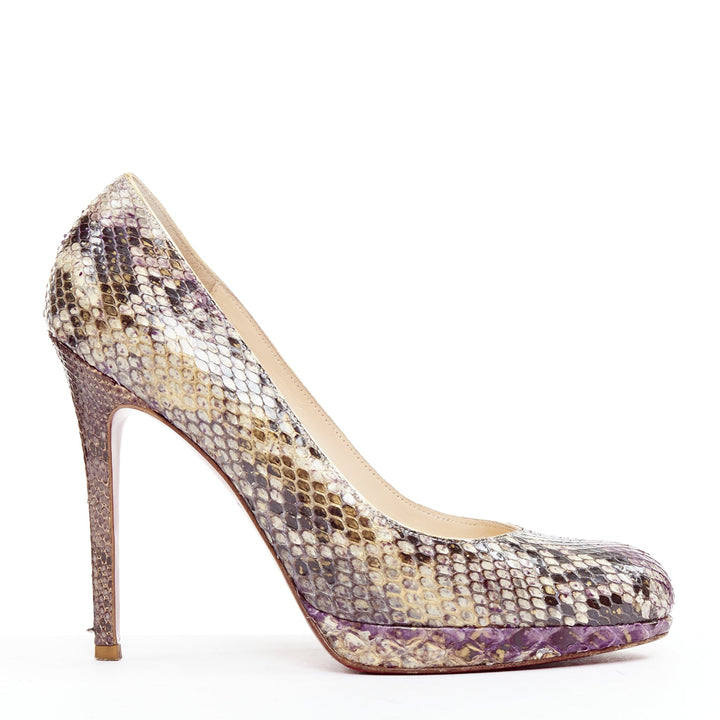 CHRISTIAN LOUBOUTIN New Simple Pump 120 Python purple platform heels EU37.5