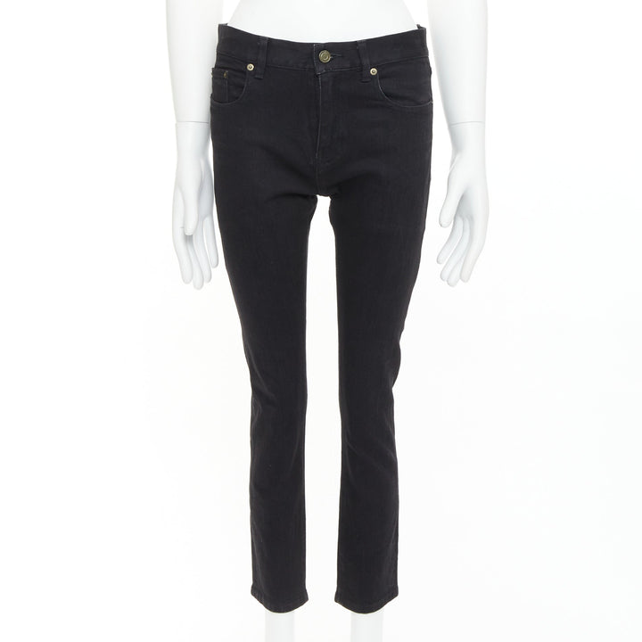SAINT LAURENT 2013 D02 M/SK-LW black cotton classic cropped jeans 30"