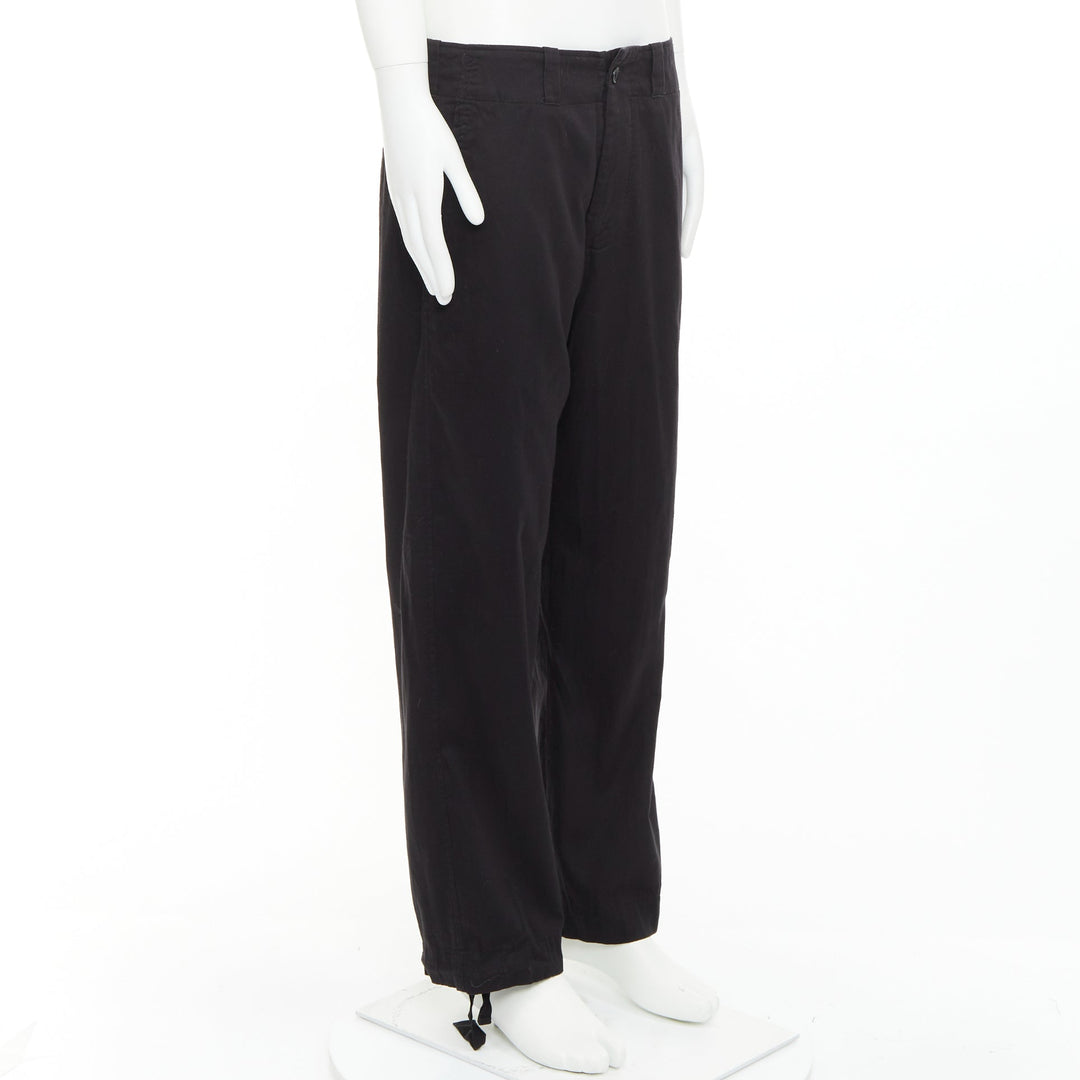 YOHJI YAMAMOTO HOMME black cotton zip pocket wide drawstring pants JP4 XL