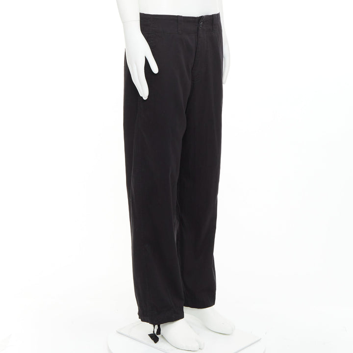 YOHJI YAMAMOTO HOMME black cotton zip pocket wide drawstring pants JP4 XL