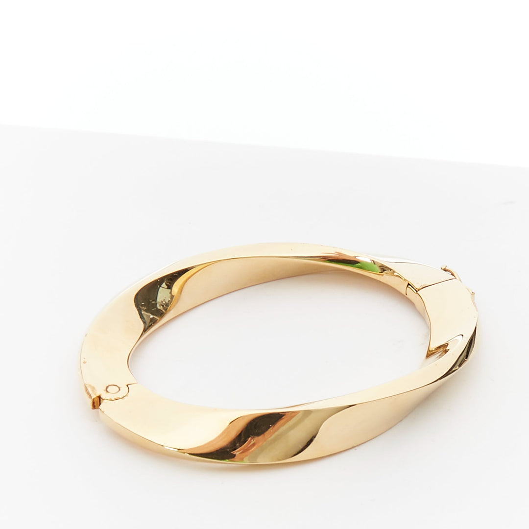 SAINT LAURENT Twisted gold double push clasps hard bangle